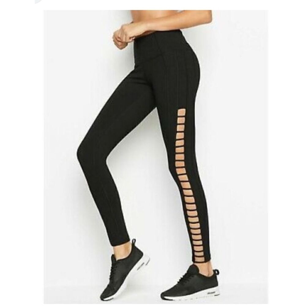 Leggings victorias secret VS sport cotton leggings pants black ladder athletica